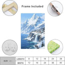 Winter lakeside town and snowy scenery merge together to form a landscape poster wall art suitable for living room bedroom and office by CozyNest Decor