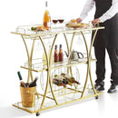 VEVOR Bar Cart Gold, 3 Tiers Home Bar Serving Cart on Lockable Wheels, Rolling Alcohol Cart with Tempered Glass Shelves Guardrail Wine Rack, Modern Wine Cart for Home Kitchen Dining and Living Room by CozyNest Decor