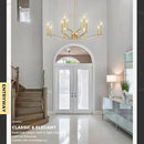 12 Light Gold Living Room Chandelier High Ceiling Foyer Candle Chandelier Large Modern Brass 44in Metal Chandeliers Hanging Light for Master Bedroom Dining Room Light Fixture Over Table by CozyNest Decor