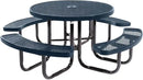 Heavy-Duty Portable Outdoor Picnic Table with Umbrella Hole, Expanded Metal Commercial-Grade Patio Dining Furniture Made in America (46" Round Top, Dark Blue) by GreenHaven Gardens