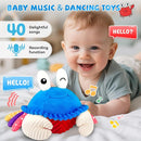 Baby Toys 12-18 Months, Musical Crawling Crab Plush Toy - 40 Songs & Recording Feature, Dancing Walking Moving Bouncing Tummy Time Toy, Sensory Toys for Toddlers 1-3, Birthday Gifts for Infants by TinyTreasures Baby Boutique