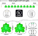 8.5FT Clear Green Shamrock Lights, St Patricks String Lights Outdoor Waterproof with 10 LED Light for rish Shamrock St Patrick's Day Party Indoor Home Garden Decorations by GreenHaven Gardens