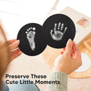 2-Pack Round Inkless Baby Hand and Footprint Kit - Mess Free Ink Pad for Newborn Keepsake, Dog Nose & Paw Print Kit, Clean Touch Ink Pad for Baby Hand & Footprints, Ideal New Mom Gifts (Silver) by TinyTreasures Baby Boutique
