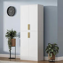71" Tall Pantry Cabinet with 4 Doors, Kitchen Pantry Storage Cabinet, Freestanding Larder Cupboard, Kitchen Hutch with Gold Handles for Dining Room, Bathroom, White by CozyNest Decor