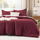 Litanika Burgundy Red Comforter Set King Size, 3 Pieces Lightweight Solid Bedding Comforter Set, All Season Fluffy Bed Set (104x90In Comforter & 2 Pillowcases) by CozyNest Decor