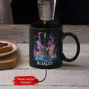 Personalized Electric Guitar Mug 11oz 15oz, Custom Choose Name Coffee Cup, Customized Rock Music Themed Black Mug, Gift For Musicians, Electric Guitar Ceramic Cup With Cosmic Design by CozyNest Decor