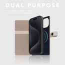 D8 Edition Full Grain Leather Wallet Case for iPhone 15 - [2-in-1] Handcrafted Detachable Diary Style with Magnetic MagSafe Back Cover and Snap Closure, Gift Box Included (Light Cream) by TinyTreasures Baby Boutique