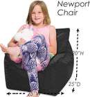 Posh Creations Bean Bag Chair Structured Comfy Seat Use for Gaming, Reading and Watching TV, Newport, Black by TinyTreasures Baby Boutique