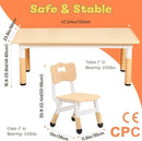FUNLIO Kids Table and 4 Chairs Set for Ages 3-8, Height Adjustable Toddler Table and Chair Set, Easy to Wipe Arts & Crafts Table, for Classrooms/Daycares/Homes, CPC & CE Approved (5 pcs Set) - Natural by CozyNest Decor
