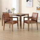 Mid Century Modern Dining Chairs Set of 4 Faux Leather Upholstered Living Room Side Chair, Kitchen Arm Chair with Solid Wood Legs for Home Kitchen & Restaurant, PU Brown by CozyNest Decor