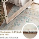 jinchan Vintage Floral Runner Rug 2x6 - Machine Washable Distressed Design Non-Slip Low-Pile Soft Thin Carpet for Hallway Kitchen Farmhouse Bedroom Entryway Laundry Room (2x6ft,Apricot Multi) by TinyTreasures Baby Boutique