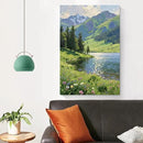 The scenery of mountain streams and green meadows is suitable for living rooms bedrooms offices landscape posters and wall paintings by CozyNest Decor