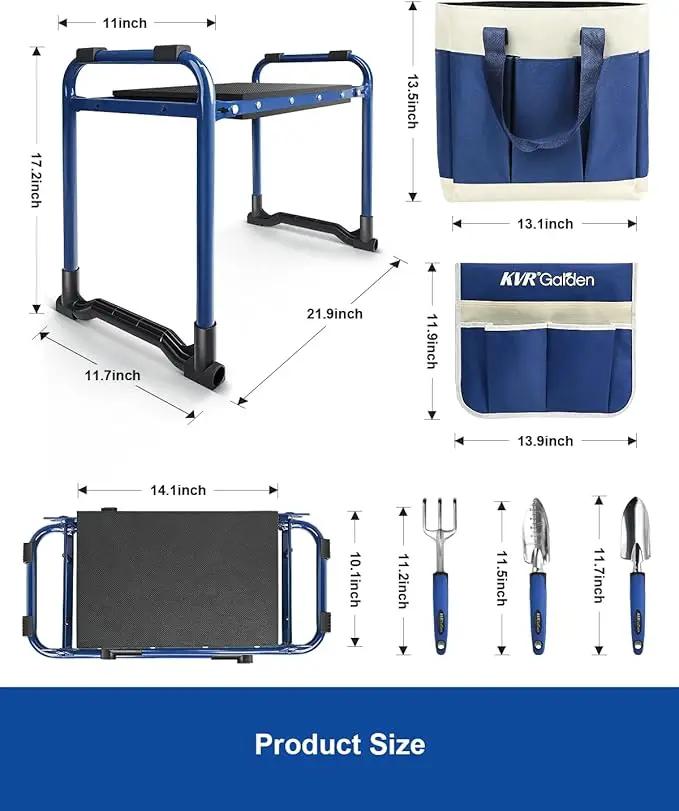 KVR Garden Kneeler and Seat Set 2025 Upgraded - Heavy Duty Foldable Bench Chair with 3 Tools & 2 Tool Pouch + Multi-Purpose Bag, Gardening Stool Gifts for Seniors, Women, Mom, photo 2 of 8