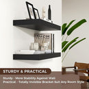 Floating Shelves - 2 Large Wall Mounted Shelves with Invisible Brackets, Long Wood Floating Wall Shelf for Living Room, Bedroom, Kitchen (Black, 24" W x 9" D x 1.5" H) by TinyTreasures Baby Boutique