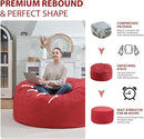 3FT Bean Bag Chair, Comfy Bean Bag Chairs with Memory Foam Filled, Fluffy Beanbag Sofa with Dutch Velvet Cover, Round BeanBag Chairs for Living Room, Playroom - Red by TinyTreasures Baby Boutique