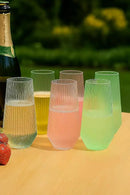 48 Pack Ribbed Ripple Stemless Toasting Glasses, Origami Durable 9 Oz BPA-Free Disposable Plastic Champagne Flutes for Weddings, Bars, Events, and Celebrations (48, Ribbed Color Collection) by CozyNest Decor