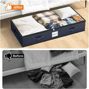 SpaceWhisper 90L Under Bed Storage Containers, 8-Pack Storage Bins with Clear Top, Foldable Closet Organizers and Storage with Label Holder for Clothing, Blankets, Comforter & Pillows(Blue) by CozyNest Decor