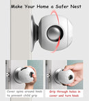 Baby Safety Door Knob Covers 4 Pack Baby Safety Door Handle Protector Child Proof Door Knobs Door Safety for Kids Universal Fit Easy Grip Lockable Design One Hand Operation for Parents No Tools Needed by TinyTreasures Baby Boutique