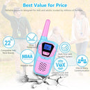 Walkie Talkies for Kids Long Range Walkie-Talkie for Adults Rechargeable 4 Pack with Lanyard 4 Miles NOAA USB, Family Pink 2 Way Radio Toys for 3-12 Year Old Boys Girls Toddlers Camping Skiing by TinyTreasures Baby Boutique