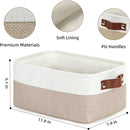 DULLEMELO Collapsible Fabric Storage Bins - Set of 2, 11.8x7.9x5.1 Inch, White & Khaki by TinyTreasures Baby Boutique