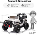 2 Seater Ride on Car Truck, 12V Kids Electric Ride on Toy for Big Kids Age 3-8 w/Remote Control- White by TinyTreasures Baby Boutique