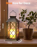 Otdair Solar Lanterns Outdoor Waterproof, 2 Pack 14" Solar Lantern with Glass Retro LED Flickering Flameless Candle,Lanterns Decorative Outdoor for Gift, Yard, Garden, Patio, Balcony,Porch, Party by CozyNest Decor