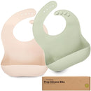 KeaBabies 2-Pack Silicone Baby Bibs for Eating - Sturdy Food-Grade Silicone Bibs for Babies Girl, Boy, Large Food Catcher, Clean & Put On Easily, Waterproof Toddler Feeding Essentials (Macaron) by TinyTreasures Baby Boutique