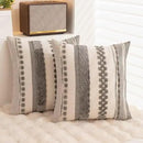Boho Throw Pillow Covers 18x18 Set of 2 Farmhouse Decorative Cushion Case Striped Square Pillows Cover Chenille Pillow Cases Accent Neutral Pillowcase for Sofa Couch Bed,Gray by CozyNest Decor