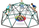 Hapfan 10 ft Climbing Dome Swing Set with Saucer Swing, Jungle Gym for Kids Outdoor Backyard, Supports 800lbs, Easy Asssembly, Rust-Resistant Outdoor Playset for Ages 3-8 8-12 (Green and Brown) by TinyTreasures Baby Boutique