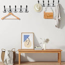 Coat Rack Wall Mount Wooden Hat Rack for Wall Hooks Pine Real Wood Plank 16.9" White Coat Hanger with 5 Black Triple Hooks for Hanging Coat Hat Jacket by CozyNest Decor