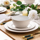 GBHOME Ceramic Dinnerware Sets,12 pcs Embossed Elegant Stoneware Plates and Bowls Sets, Housewarming Wedding Gift | Dishwasher & Microwave Safe | Dishes Set Service for 4 by CozyNest Decor