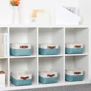 DULLEMELO Storage Baskets Bins for Organizing, Small Fabric Baskets for Shelves, Closets, Nursery, Home, Office, Empty Gift Baskets (6-Pack, White&Teal) by TinyTreasures Baby Boutique