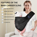 CUBY Mesh Baby Sling Carrier, Breathable Lightweight Baby Wraps Sling with Adjustable Strap Storage Bag- Easy to Wearing Front Baby Slings for Newborn Infant Toddler Carry Up to 40lbs (Black Mesh) by TinyTreasures Baby Boutique