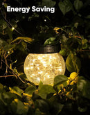 PARTPHONER Solar Lantern Solar Lights Outdoor Waterproof 2-Pack, Solar Powered Hanging Lights Cracked Glass Hanging Globes for Christmas Decoration, Shepherd Hook, Garden Tree Ornaments by CozyNest Decor