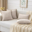 MIULEE Pack of 2 Couch Throw Pillow Covers 18x18 Inch Light Brown Farmhouse Decorative Pillow Covers with Stitched Edge Soft Chenille Solid Dyed Pillow Covers for Sofa Bed Living Room by CozyNest Decor