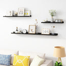 Picture Ledge Shelf, Wood Long Floating Shelves for Wall, Set of 2, 48 inch Picture Ledge Shelves, Photo Ledge Nursery Book Shelves Wall Mounted for Living Room Kids' Room Bedroom, Color Black by TinyTreasures Baby Boutique