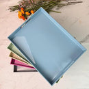 Light Blue Decorative Tray, Rectangular Large Serving Tray with Handles, Plastic Coffee Table Tray for Ottoman, Living Room, Kitchen Tabletop, 15.7” x 11.8” x1.6” by CozyNest Decor