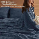 PHF 100% Cotton Waffle Blanket Oversized King 120"x120", Lightweight Breathable Extra Large 10'x10' Summer Blankets for Bed, Giant Big Luxury Aesthetic Woven Bedding for Home Decor, Dark Navy by CozyNest Decor