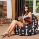 Posh Creations Bean Bag Chair for Kids, Teens, and Adults Includes Removable and Machine Washable Cover, Canvas White Arrows on Gray, 48in - X-Large by TinyTreasures Baby Boutique