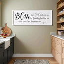 Bless the Food Before Us, the Family Beside Us, and the Love between us Framed Wall Art for Dining Room, 40''×15'' Holy Positive Religious Rustic Bible Verse for Christian God Jesus Christ Prayer by CozyNest Decor