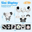 Car Seat Toys for Babies 0-6 Months,Hanging Rattle Toys for Crib Mobile, Baby Spiral Hanging Stroller Black and White High Contrast Toys for Newborn 0 3 6 9 12 Months Baby Boys Girls (Set-1) by TinyTreasures Baby Boutique