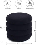 ONEVOG Sherpa Storage Ottoman, Foot Rest Stool Seat for Living Room, Black Vanity Foot Pouf, Tufted Footstool with Removable Lid for Dorm, Bedroom