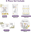 Personalized Nursery Crib Bedding Set: Yellow Floral Custom Name 5 Piece Baby Crib Sets with Elephant Theme - Toddler Double Layer Blanket Set, Comfortable Crib Bed Sheets for Baby Grils by TinyTreasures Baby Boutique