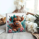 Highland Cow Decor, Highland Cow Gifts for women, Highland Cow Baby Decor, Cow With Pink Bow, Highland Cow Nursery Decor, Wooden Box Decor Sign for Home Farmhouse Office Living Room Table Shelf by CozyNest Decor