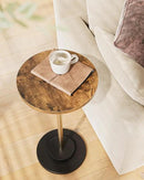 Masupu Drink Table, Round Side Table for Small Spaces, Pedestal Small End Table with Metal Base, for Living Room, Bedroom, Bathroom, Rustic Brown by CozyNest Decor