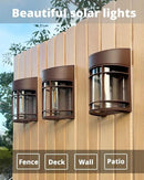 Solar Fence Lights, 8 Pack Deck Light Waterproof Solar Outdoor Lights for Garden Fence Post Backyard Decor, Brown by GreenHaven Gardens