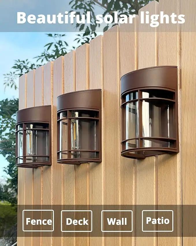 Solar Fence Lights, 8 Pack Deck Light Waterproof Solar Outdoor Lights for Garden Fence Post Backyard Decor, Brown, photo 7 of 8