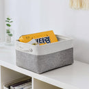 TheWarmHome Storage Bins for Shelves - 13.8L×9.8W×6.7H inch 3 Pack Medium Collapsible Storage Baskets for Organizing | Fabric Storage Cubes for Linen Closet Toy Home (White&Grey) by TinyTreasures Baby Boutique