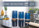 Nat & Jules Lidded Navy Blue 6 inch Ceramic and Wood Kitchen Canisters Set of 3 by CozyNest Decor
