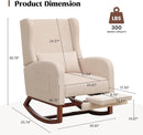 Rocking Chair Nursery, Nursery Rocking Chairs with Foot Rest, Comfy Fabric Glider Rocker Nursing Chair with High Back for Nursing, Living Room, Bedroom, Beige by TinyTreasures Baby Boutique